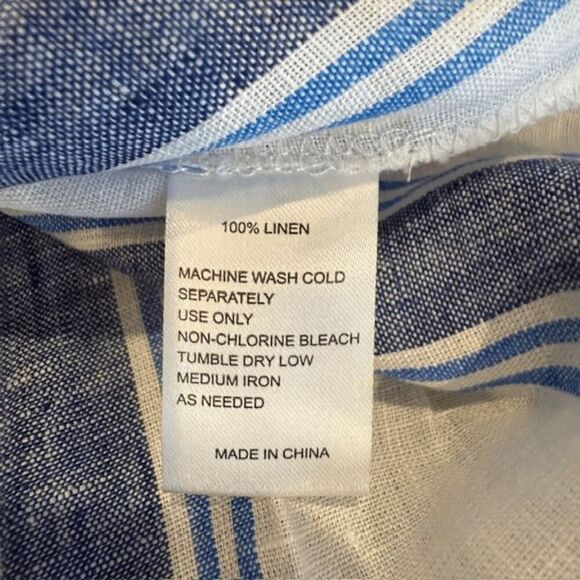 NEW! Birds of Paradis by Trovata Jodie Linen Tie Front Shirt Stripe Size Small - Picture 5 of 9